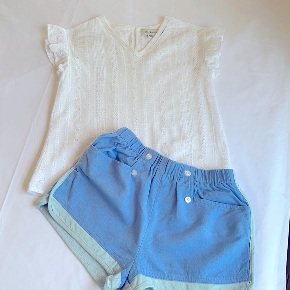Girls crochet top and linen shorts